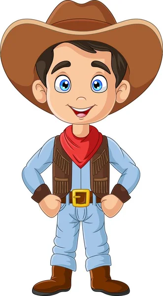 Vector Illusztrációja Cartoon Boldog Cowboy Fehér Háttér — Stock Vector