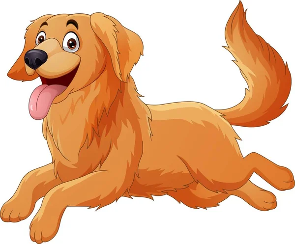 Vector Illustration Cute Happy Dog Cartoon Running — Stock Vector
