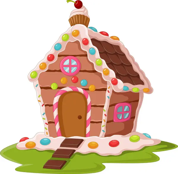 Vector Illustration Cartoon Gingerbread House White Background Royalty Free Stock Illustrations