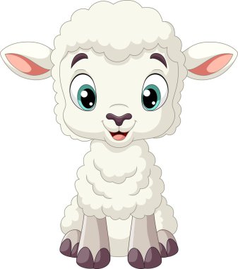 Beyaz arkaplanda komik bebek kuzunun vektör çizimi