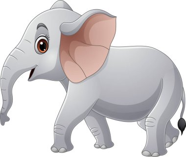 Beyaz arkaplanda çizgi film filinin vektör illüstrasyonu