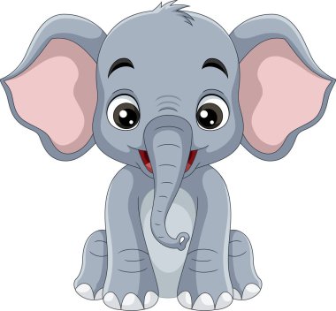 Beyaz arkaplanda çizgi film filinin vektör illüstrasyonu