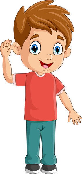 Vector illustration of Cartoon little boy listening gesture