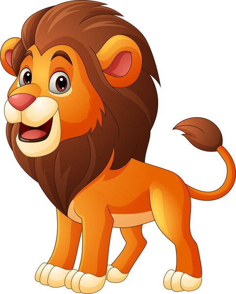 Vector illustration of Cute lion cartoon on white background