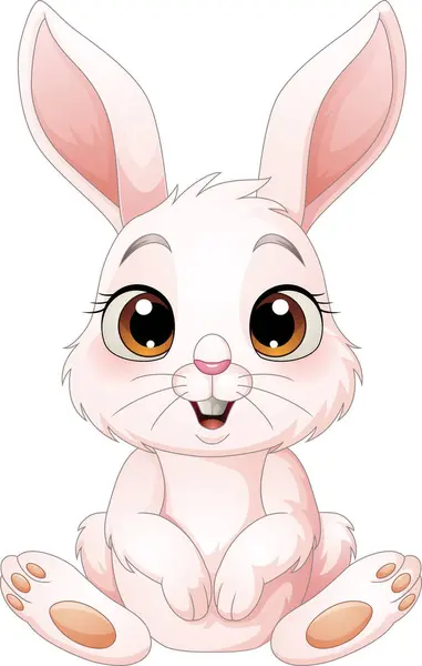 Vektor Illustration Von Karton Lächelndem Baby Kaninchen Isoliert Auf Weißem Stockillustration