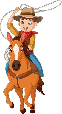 Kement atan kovboy binicisinin vektör illüstrasyonu