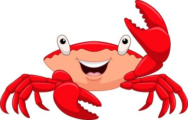 Beyaz arkaplanda izole edilmiş gülümseyen yengecin vektör çizimi