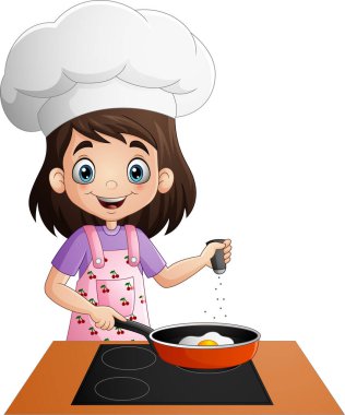 Çizgi film karakteri küçük bir kızın güneşli tarafı yukarı kaldırması.