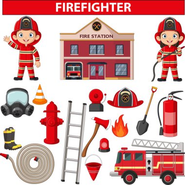 Çizgi film itfaiyecisi elementi.