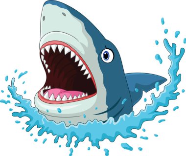 Cartoon character of great white shark  clipart