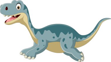 Çizgi film mutlu genç dinozor koşuyor.