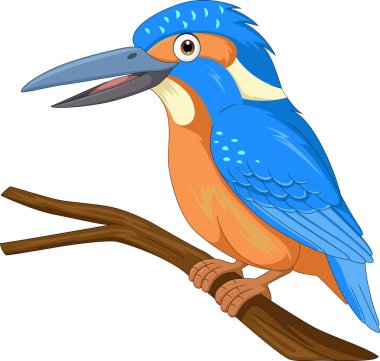 Bir ağaç dalında kralbalıkçıl bir kuş çiz