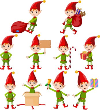Çizgi film Noel elf koleksiyonu seti