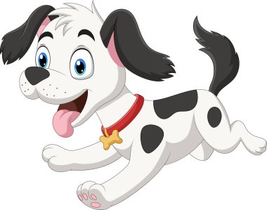 Çizgi film mutlu küçük köpek koşuyor.