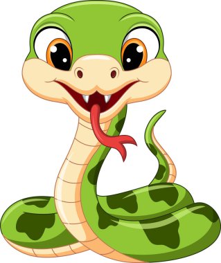 Çizgi film mutlu yeşil bir yılan