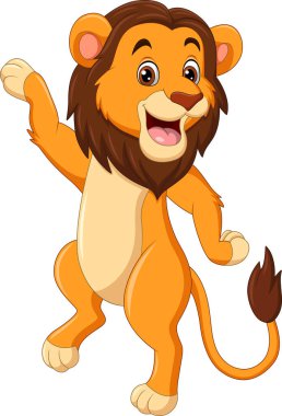 Mutlu bir aslan çizgi filminin dans edişi.