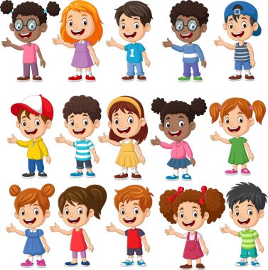 Çok ırklı çocukların sunduğu çizgi film koleksiyonu