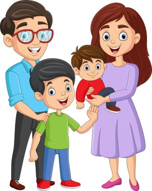 Mutlu bir ailenin çizgi film çizimi