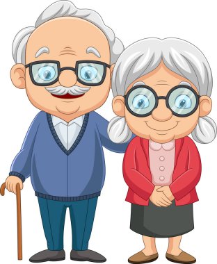 Karikatür mutlu bir çift beyaz arka planda izole