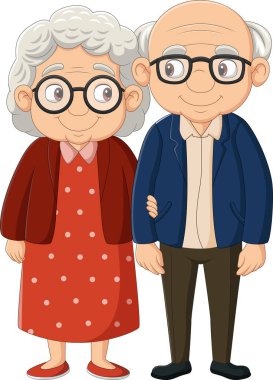 Karikatür mutlu bir çift beyaz arka planda izole