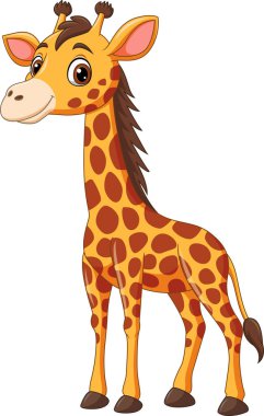 Beyaz arka planda izole edilmiş mutlu bir zürafa.