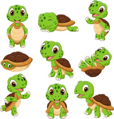 Çizgi film komik kaplumbağa koleksiyonu seti