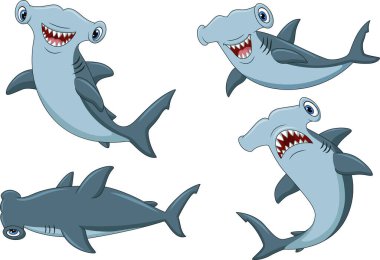 Çizgi film çekiç kafası köpekbalığı koleksiyonu seti