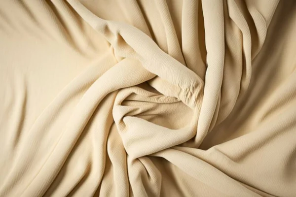 Beige Woven Textile Drape Background Waving Cloth Fabric Canvas — Stock Photo, Image