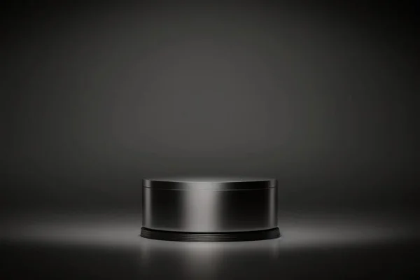Пустой Круг Черного Подиума Темном Фоне — стоковое фото