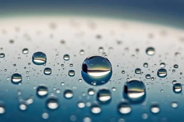 Капли Воды Светло Голубом Фоне Крупный План Фото — стоковое фото