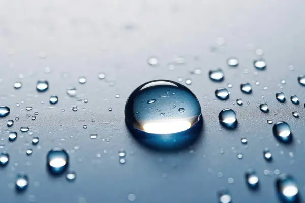 Капли Воды Светло Голубом Фоне Крупный План Фото — стоковое фото