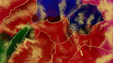 Alkol mürekkebi soyut mermer sanat ile altın yaprak folyo tasarımı ve altın toz.