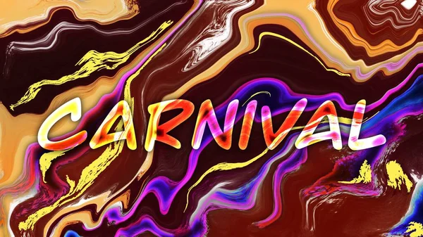 Texte Carnaval Sur Art Abstrait Encre Alcool Avec Feuille Célébrant — Photo