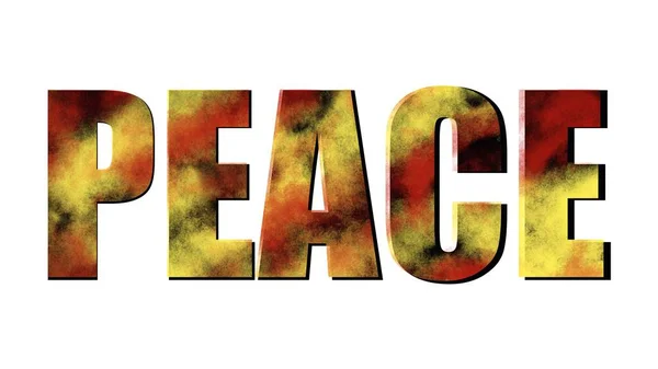 Vredestekst Met Grunge Roestkleuren Witte Achtergrond Geïsoleerd — Stockfoto