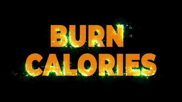 Burn Calories Text Burning Hot — Stock Video