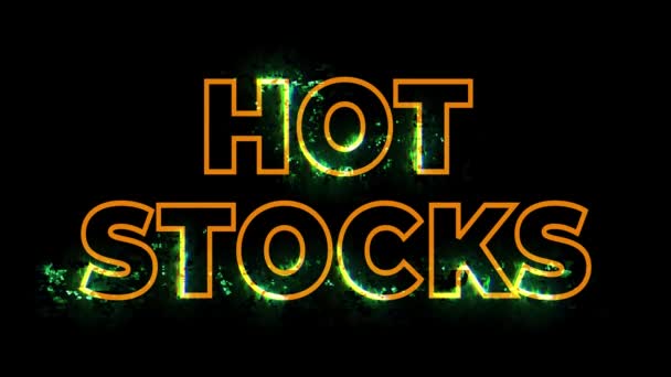 Hot Stocks Tekst Woorden Branden Met Vuur — Stockvideo
