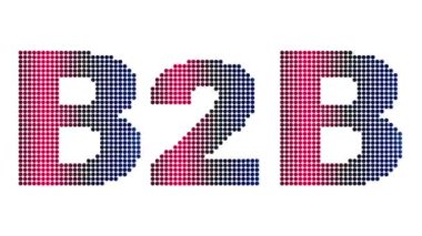 Beyaz zemin üzerinde noktalar olan animasyon B2B metin ve hareket efekti başlığı. Proress Biçimi.