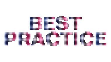 Animasyon En İyi Uygulama metin ve hareket efekti başlığı beyaz arkaplanlı noktalar. Proress Biçimi.