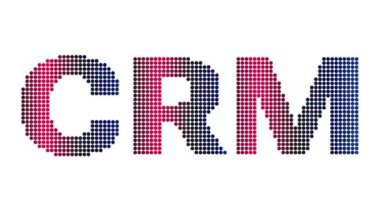 Animasyon CRM metin ve hareket efekti başlığı ve beyaz arkaplanda noktalar. Proress Biçimi.