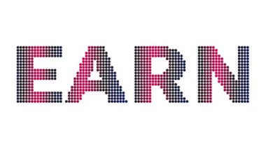 Animasyon Earn metin ve hareket efekti başlığı ve beyaz arkaplanda noktalar. Proress Biçimi.