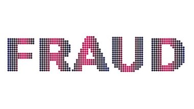 Animasyon Dolandırıcılık metin ve hareket efekti başlığı ve beyaz arkaplanda noktalar. Proress Biçimi.