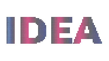 Beyaz zemin üzerinde noktalar olan canlandırılmış fikir metni ve hareket efekti başlığı. Proress Biçimi.