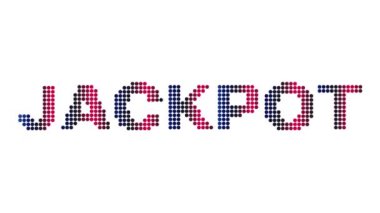 Beyaz zemin üzerinde noktalar olan animasyon Jackpot metin ve hareket efekti başlığı. Proress Biçimi.