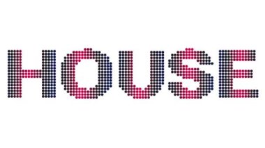 Animasyon Evi metin ve hareket efekti başlığı ve beyaz arkaplanda noktalar. Proress Biçimi.