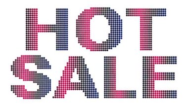 Animasyon Hotsale metin ve hareket efekti başlığı beyaz arkaplanlı noktalar. Proress Biçimi.