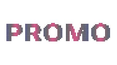 Animasyon Promo metin ve hareket efekti başlığı ve beyaz arkaplanda noktalar. Proress Biçimi.