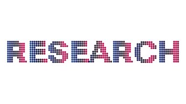 Animasyon Araştırma metin ve hareket efekti başlığı ve beyaz arkaplanda noktalar. Proress Biçimi.