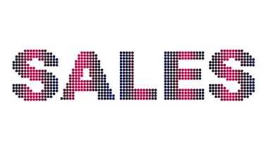 Animasyon Satış metni ve hareket efekti başlığı ve beyaz arkaplanda noktalar. Proress Biçimi.