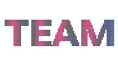 Animasyon Ekibi metin ve hareket efekti başlığı ve beyaz arkaplanda noktalar. Proress Biçimi.