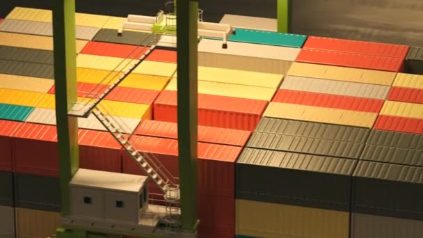 Animation Von Arbeitern Einem Belebten Maritimen Containerterminal Mit Vielen Kränen — Stockvideo